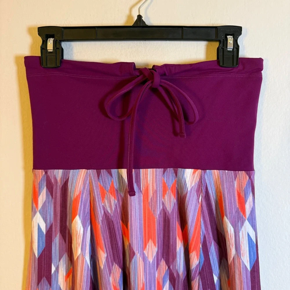 Prana Purple Geometric Diamond Print Midi dress Womens‎ Size Medium Tie front